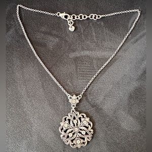 Brighton Silver Toned Double Sided Necklace with Crystals